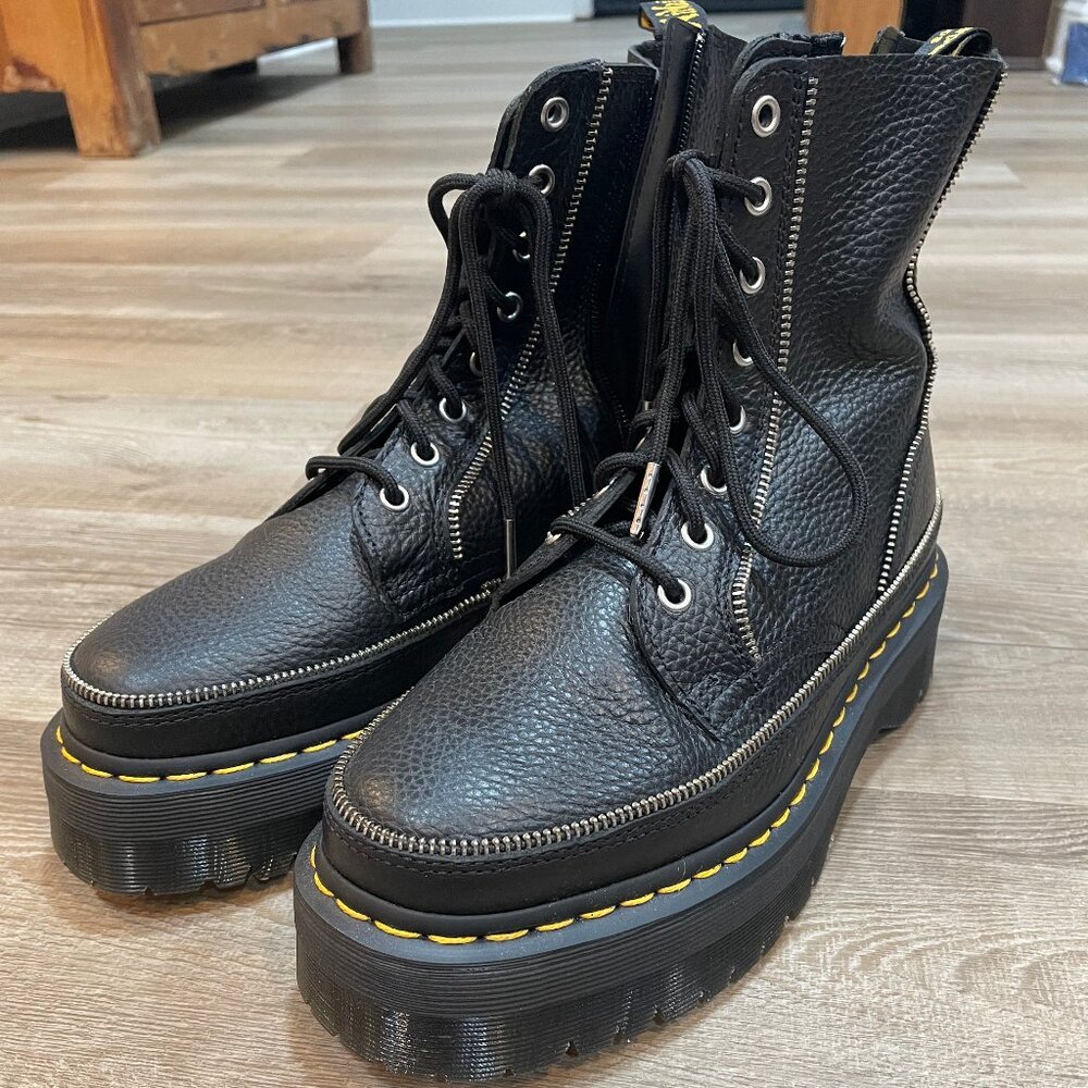Dr. Martens Jadon Zip Milled Nappa Leather Ankle Platform Boots, Size 9